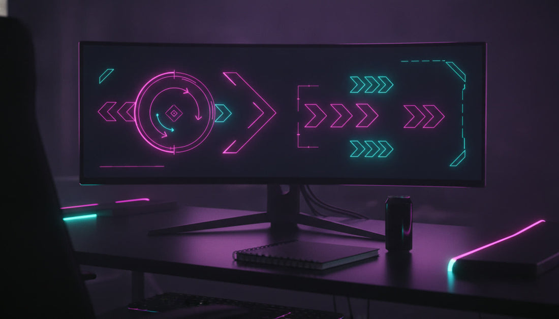 Gameplay film-study setup with glowing tactical diagrams